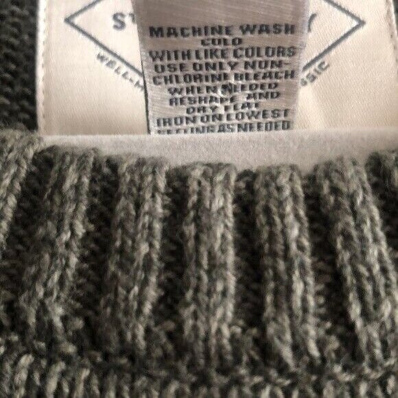 St. John's Bay Crew Neck Lg Sl Chunky Kn Sweater Olive Marl Green Sz.L NEW - Picture 6 of 8